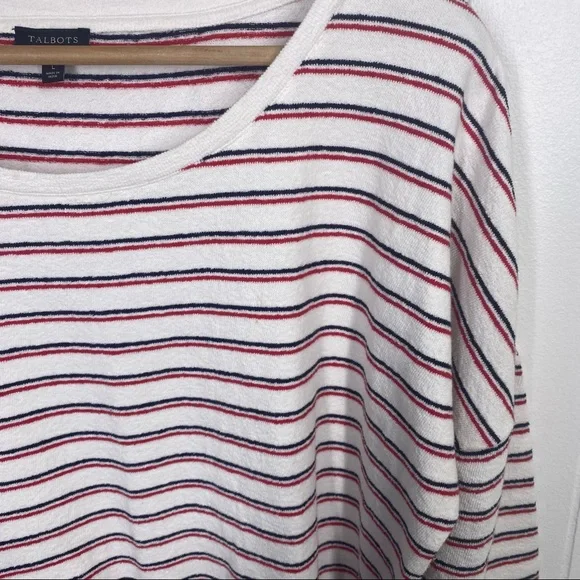 Talbots Striped Drop Shoulder Terry Top Large - Picture 4 of 6